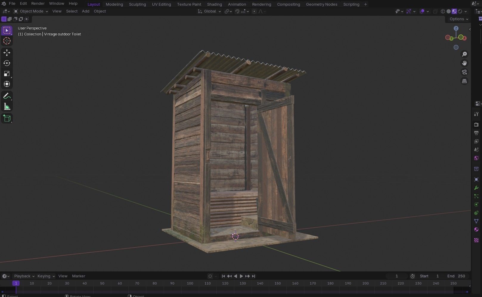 Outdoor Toilet Low-poly 3D model_21