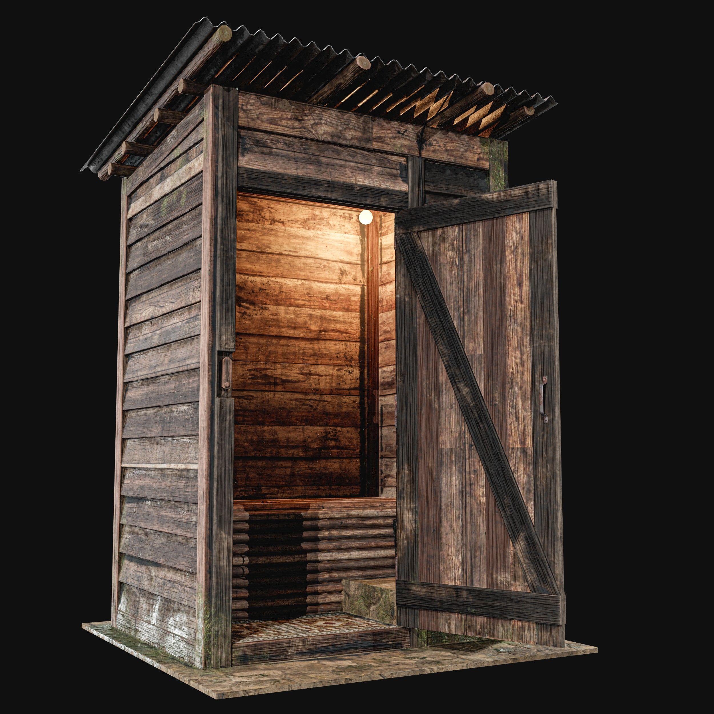 Outdoor Toilet Low-poly 3D model_8