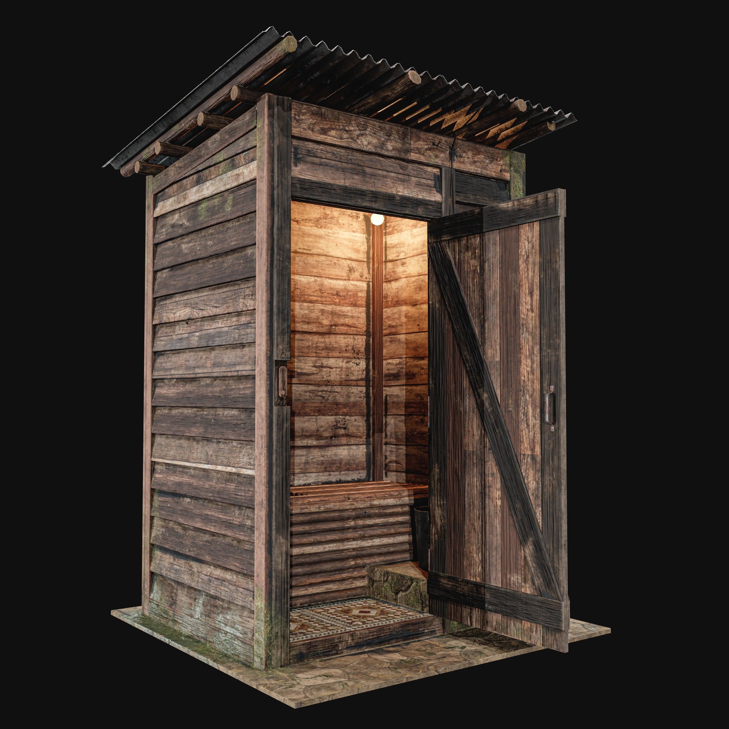 Outdoor Toilet Low-poly 3D model_1
