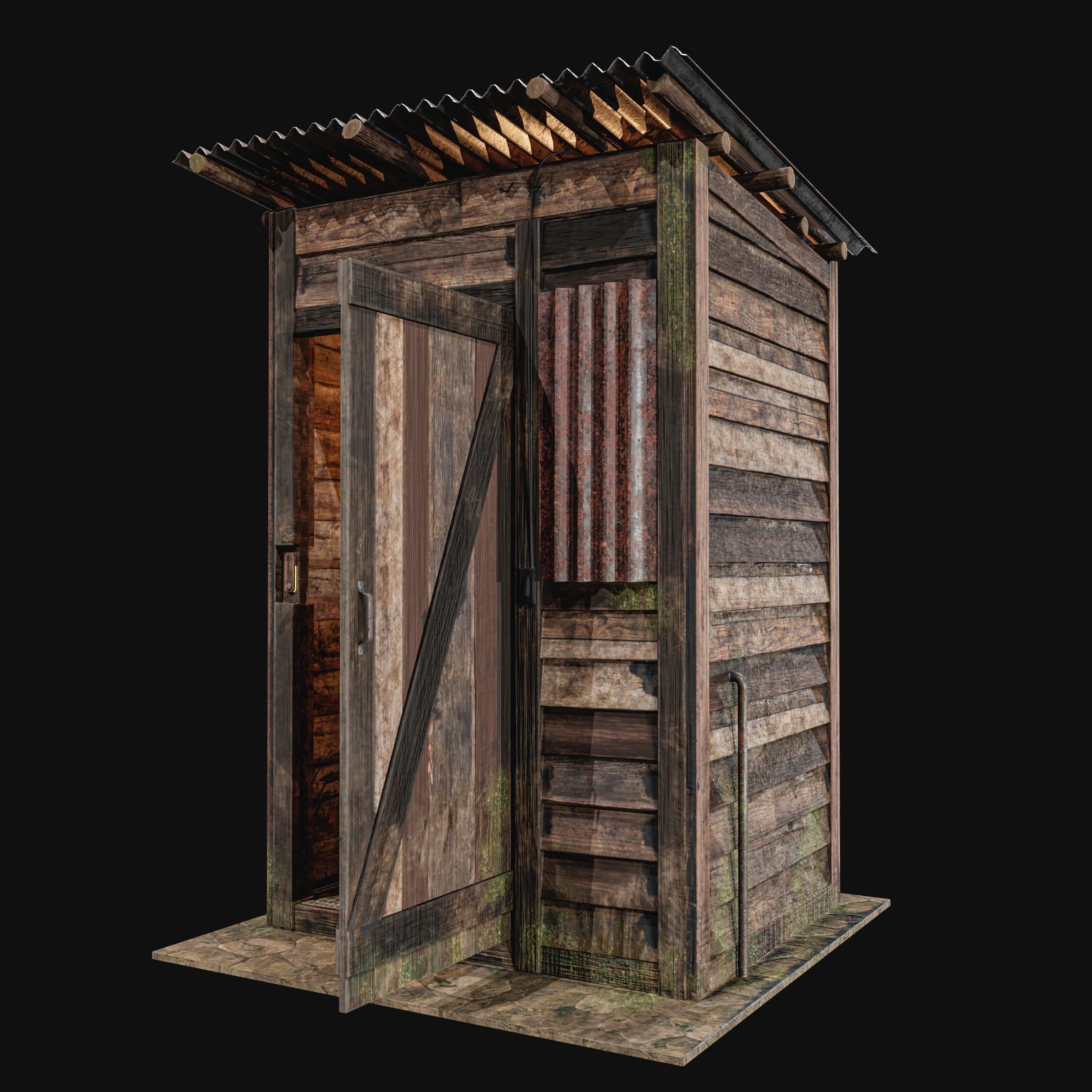 Outdoor Toilet Low-poly 3D model_9