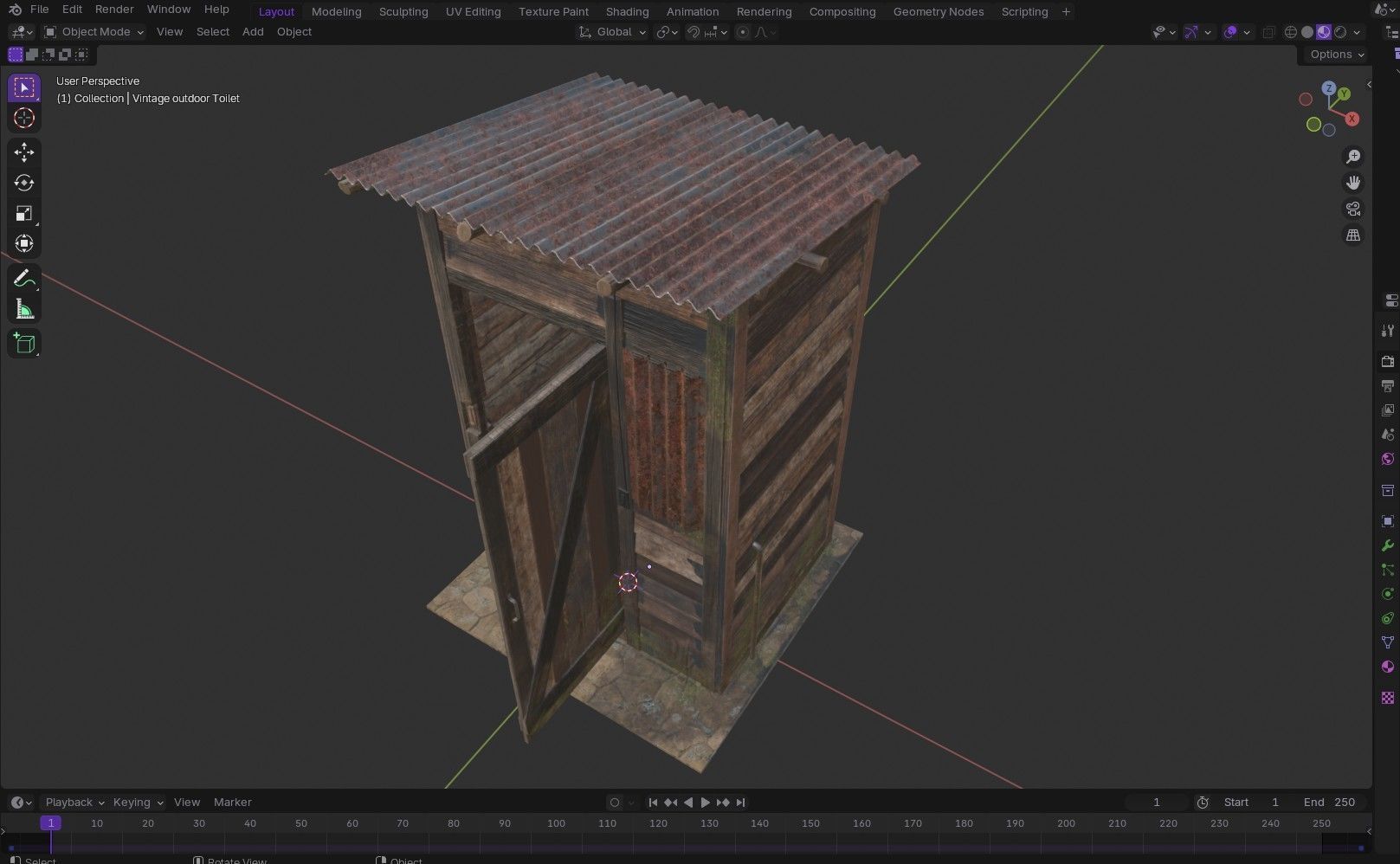 Outdoor Toilet Low-poly 3D model_27