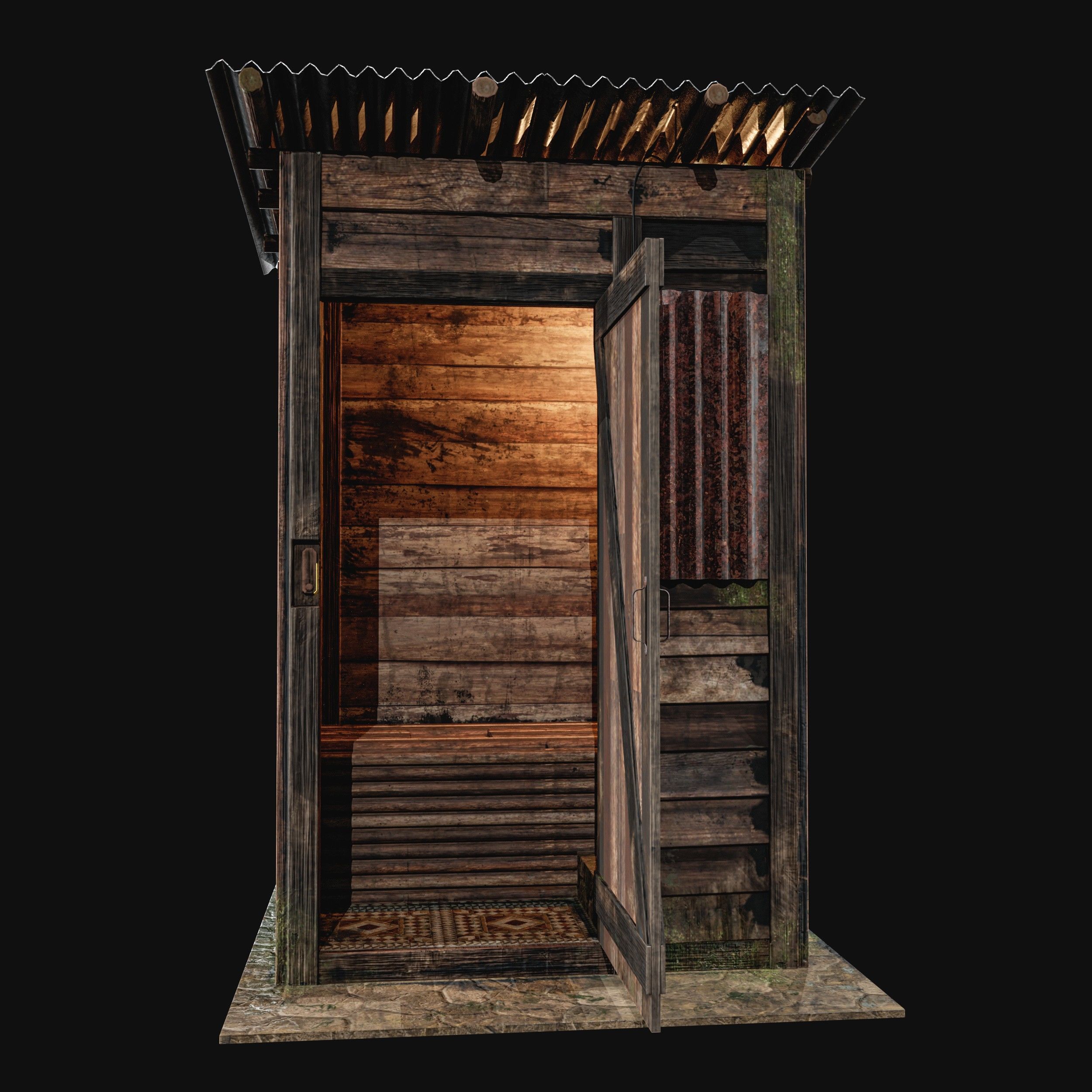 Outdoor Toilet Low-poly 3D model_2