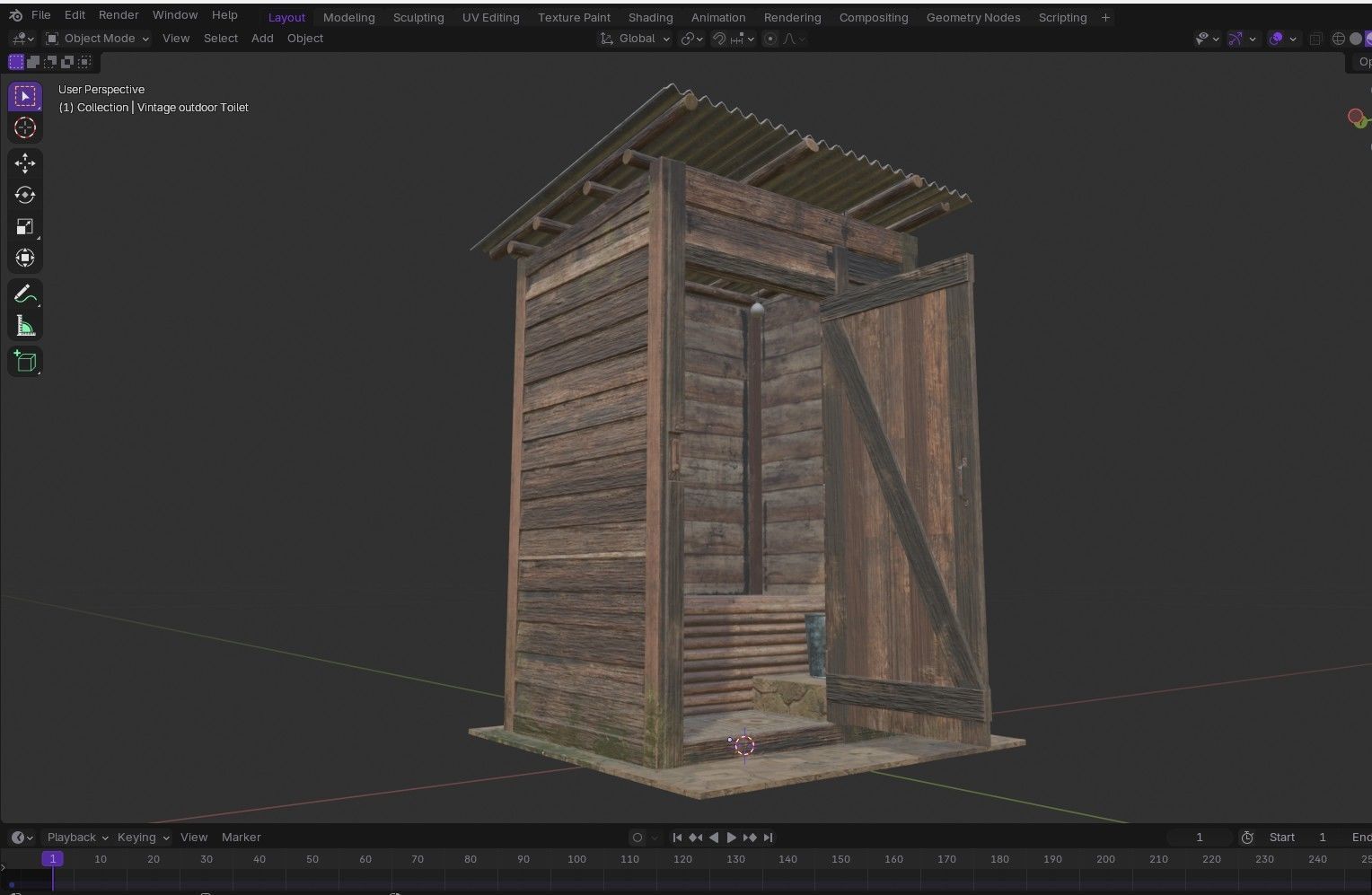 Outdoor Toilet Low-poly 3D model_25
