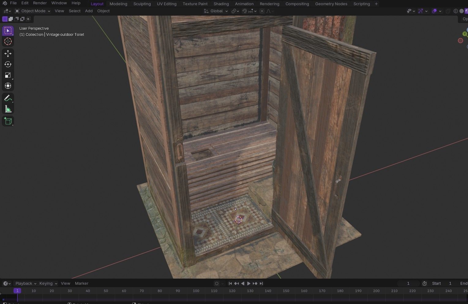 Outdoor Toilet Low-poly 3D model_26