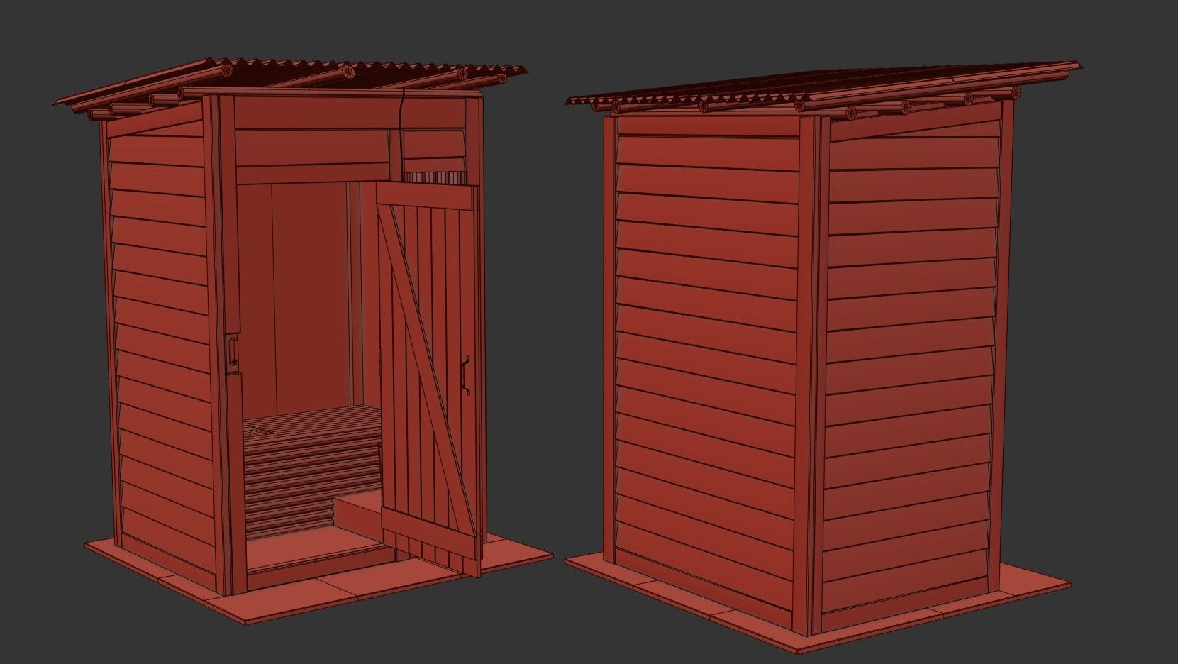 Outdoor Toilet Low-poly 3D model_30