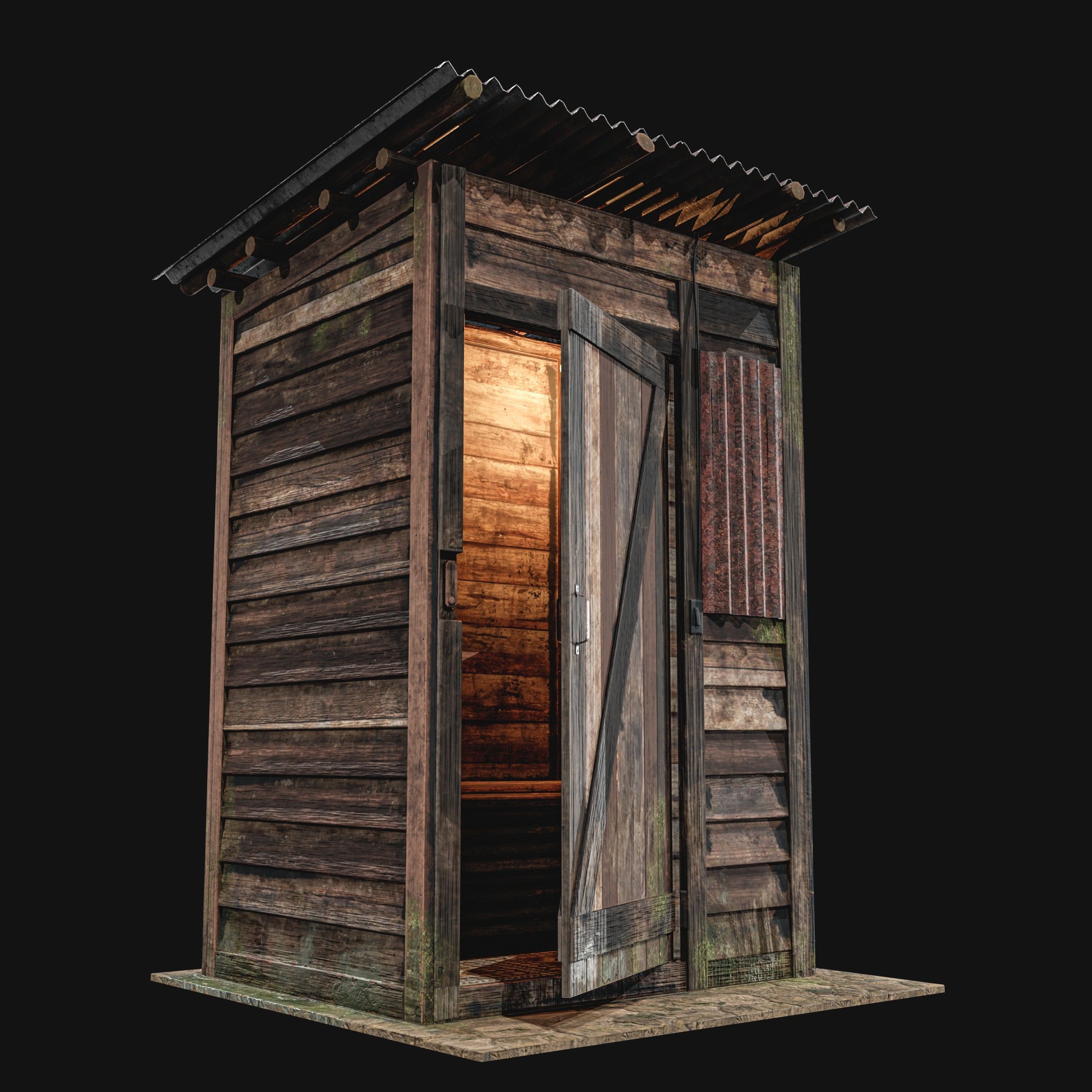 Outdoor Toilet Low-poly 3D model_5
