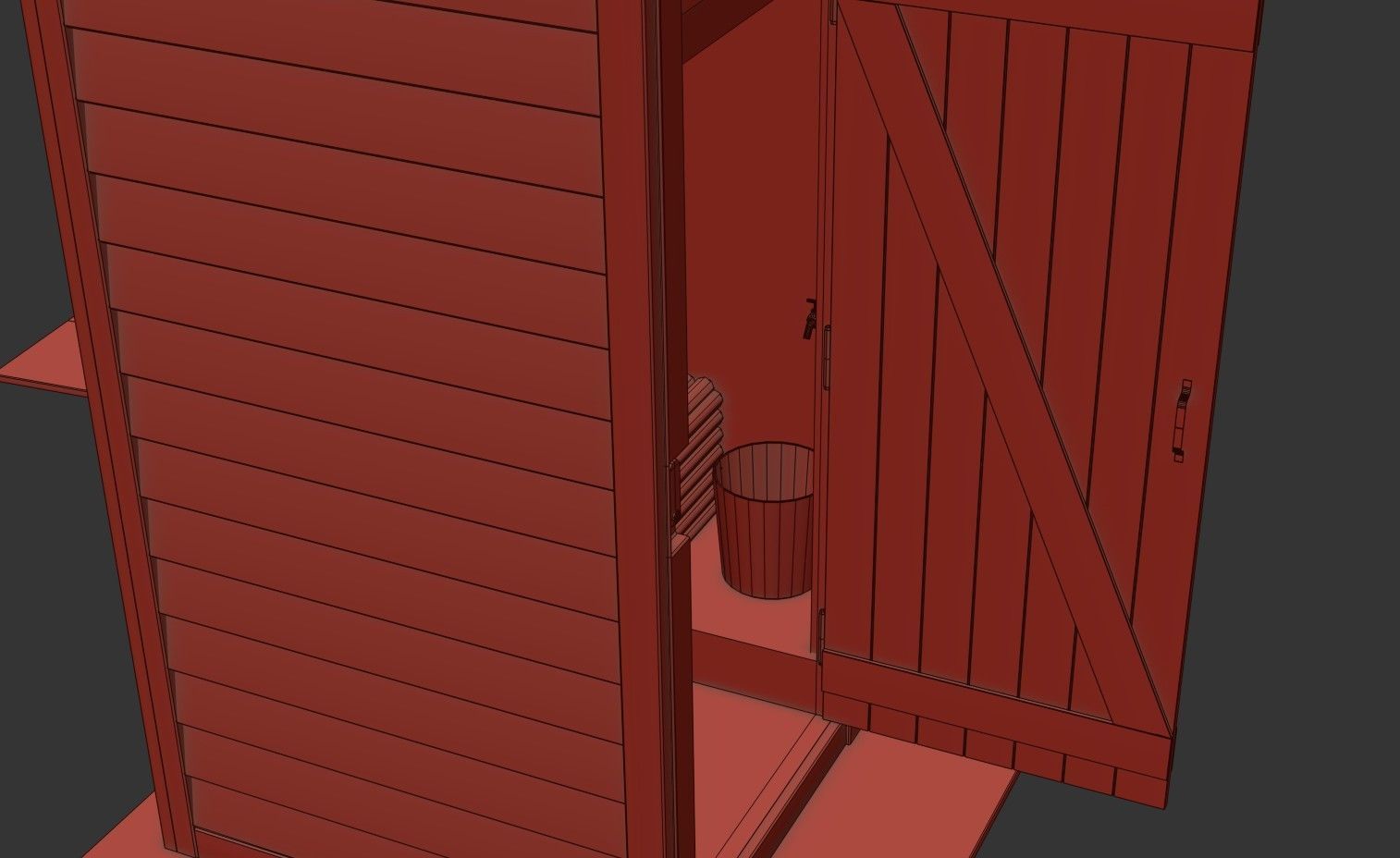 Outdoor Toilet Low-poly 3D model_28