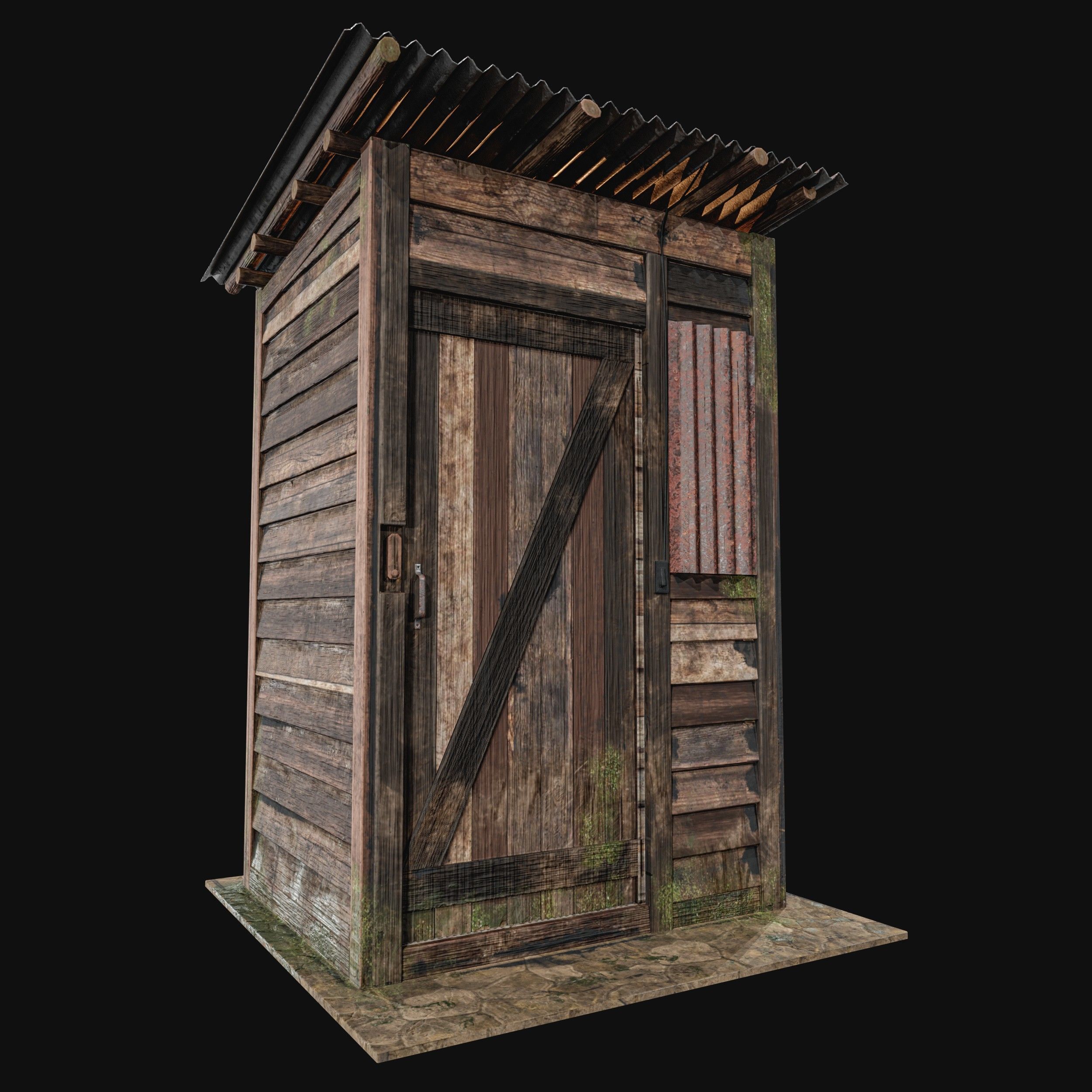 Outdoor Toilet Low-poly 3D model_17