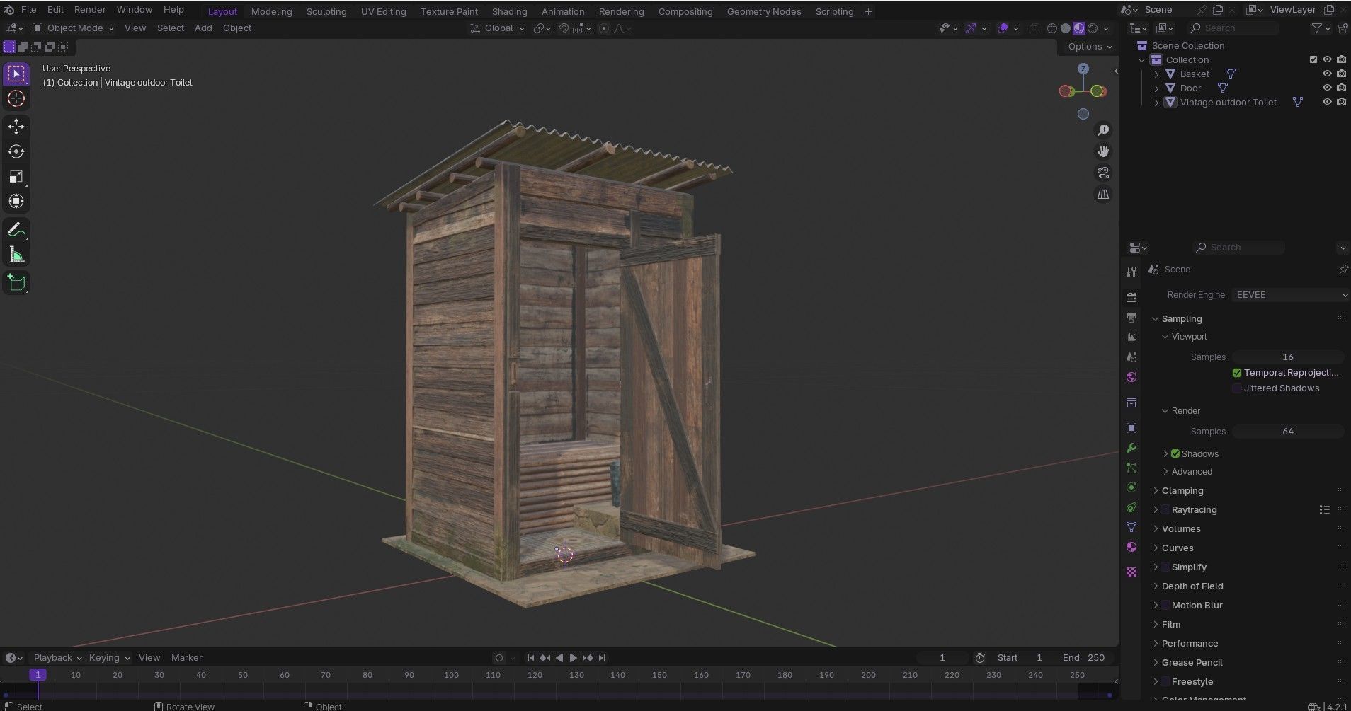 Outdoor Toilet Low-poly 3D model_23