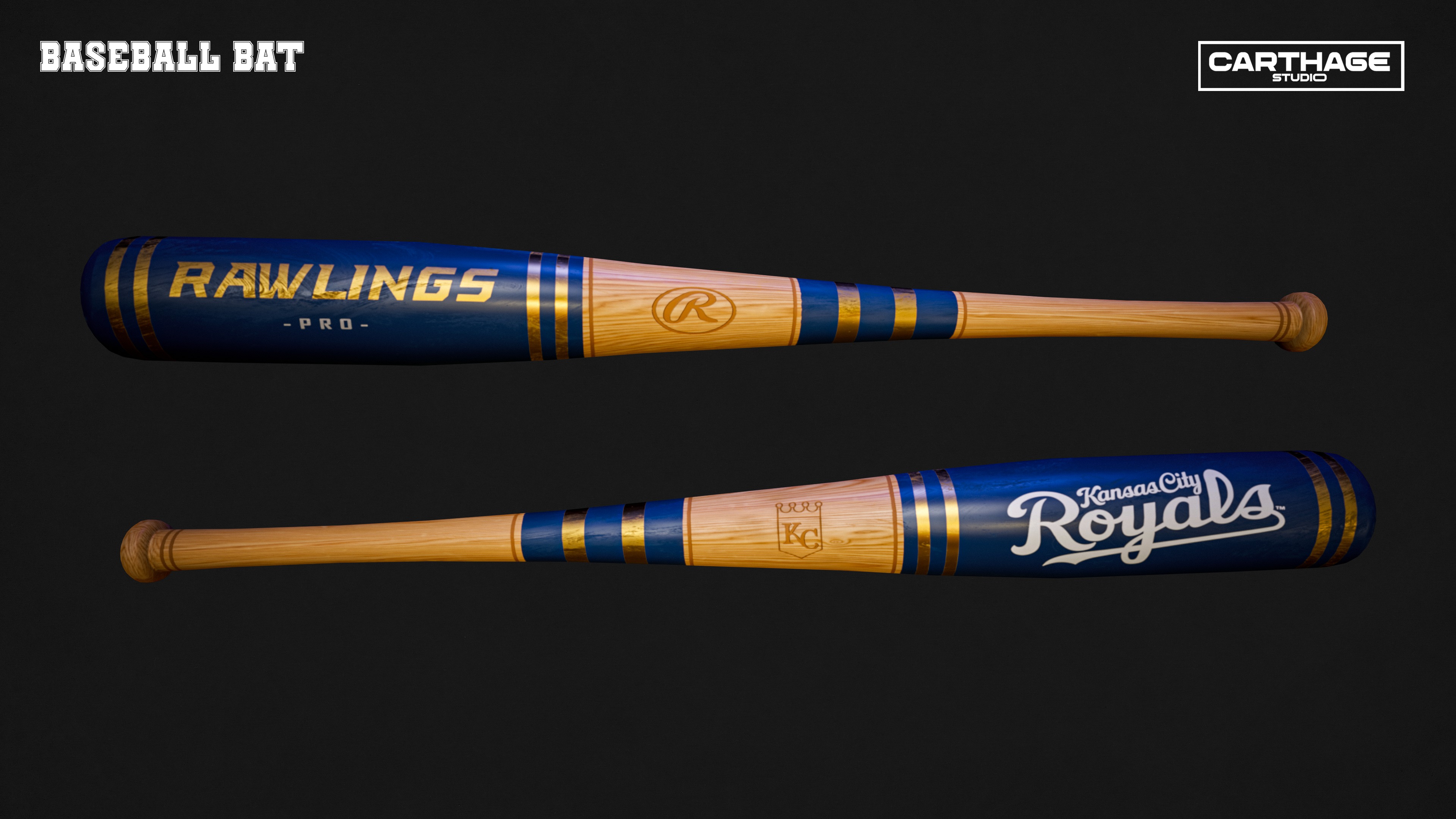 Kansas City Royals Character And Essential Baseball Equipment Low-poly 3D model_11