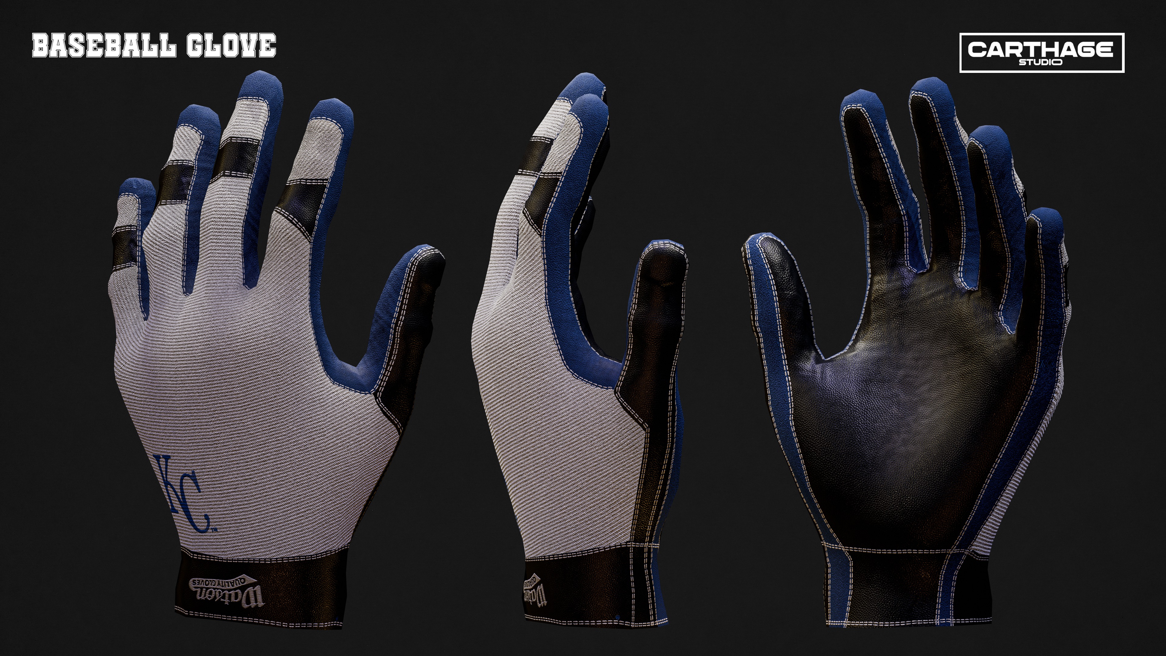 Kansas City Royals Character And Essential Baseball Equipment Low-poly 3D model_13