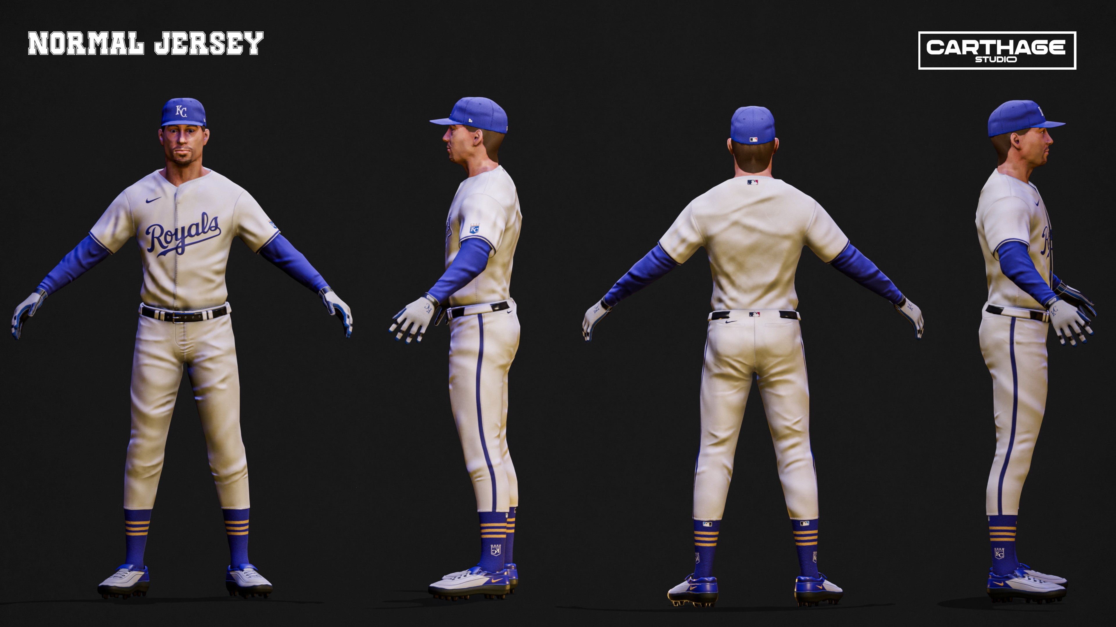 Kansas City Royals Character And Essential Baseball Equipment Low-poly 3D model_5