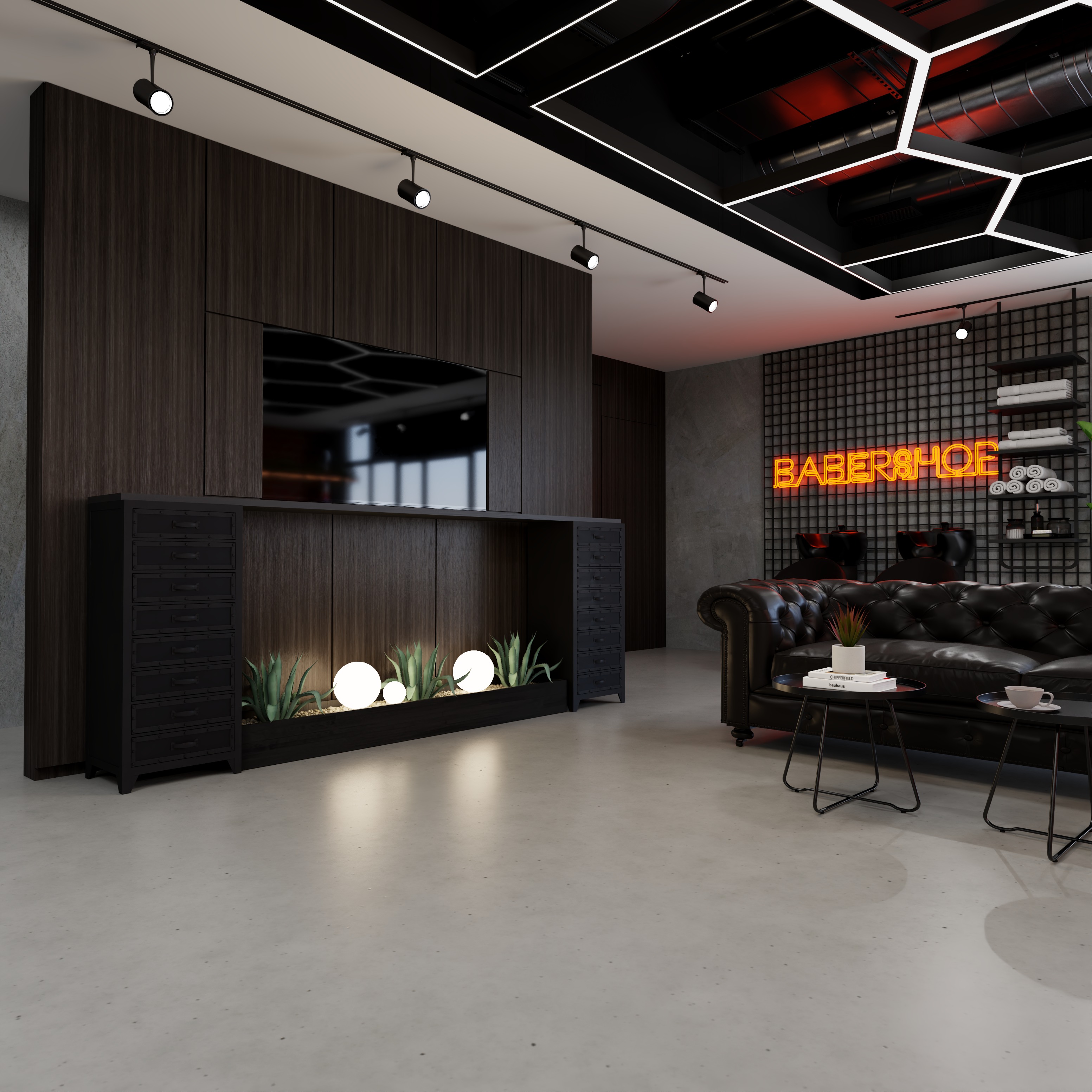 BarberShop hairdresser Interior  3D model_13