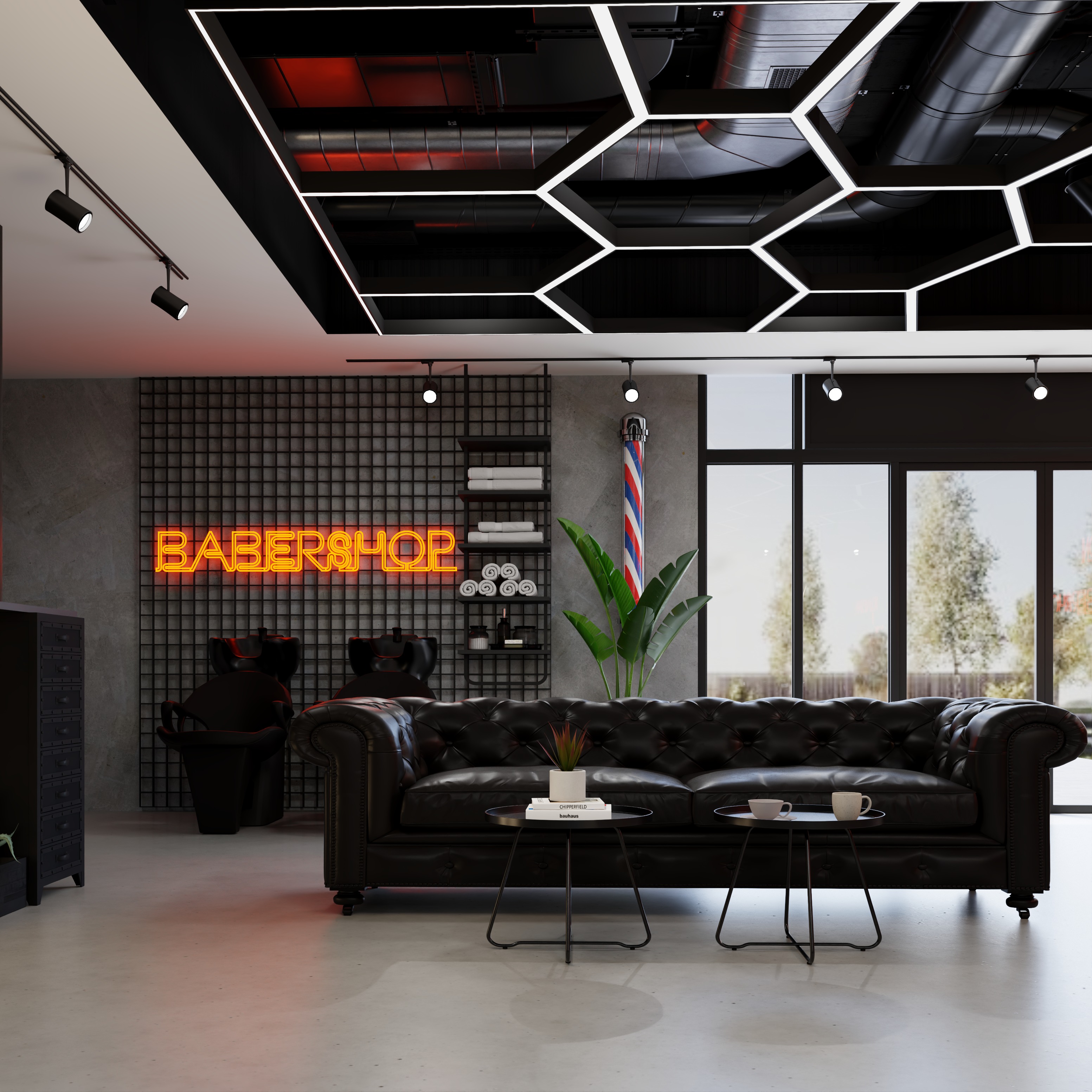 BarberShop hairdresser Interior  3D model_14