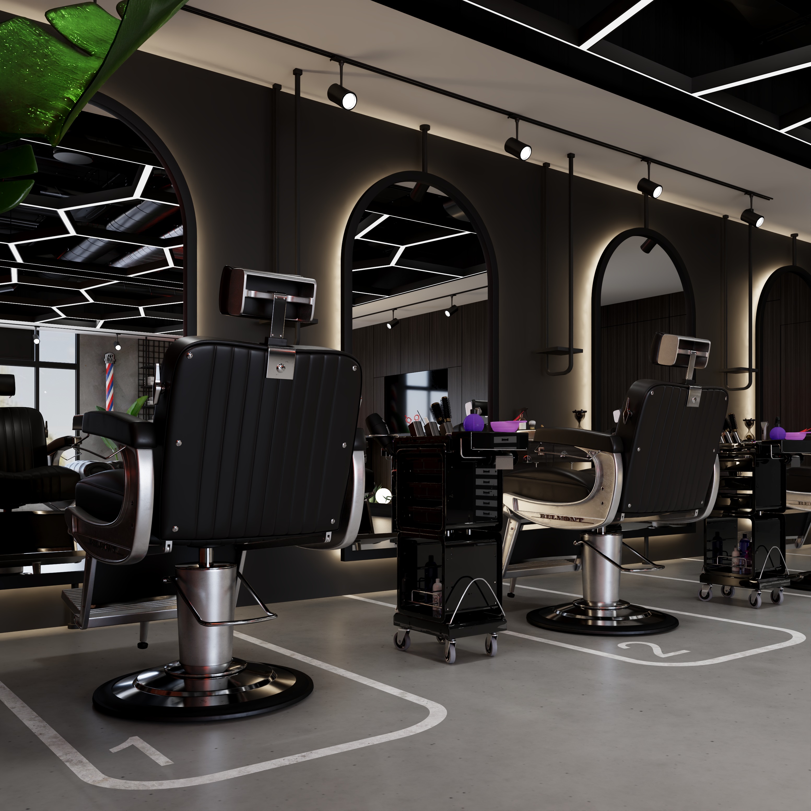 BarberShop hairdresser Interior  3D model_9
