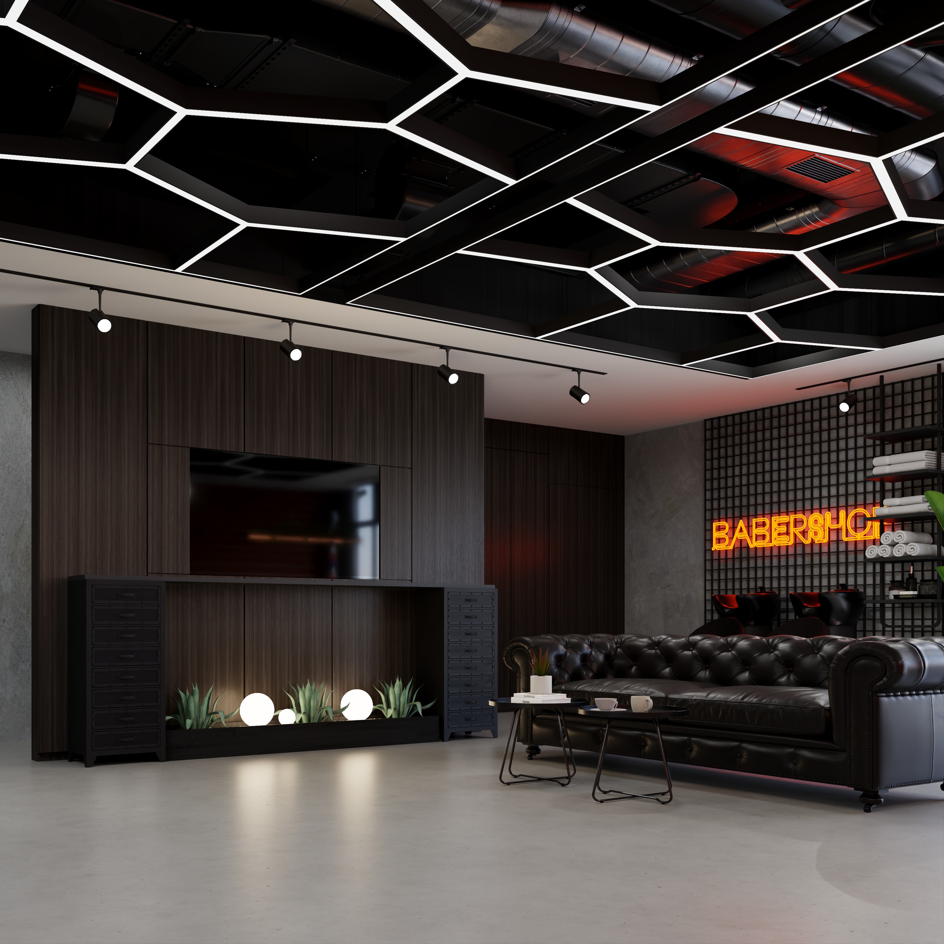 BarberShop hairdresser Interior  3D model_15