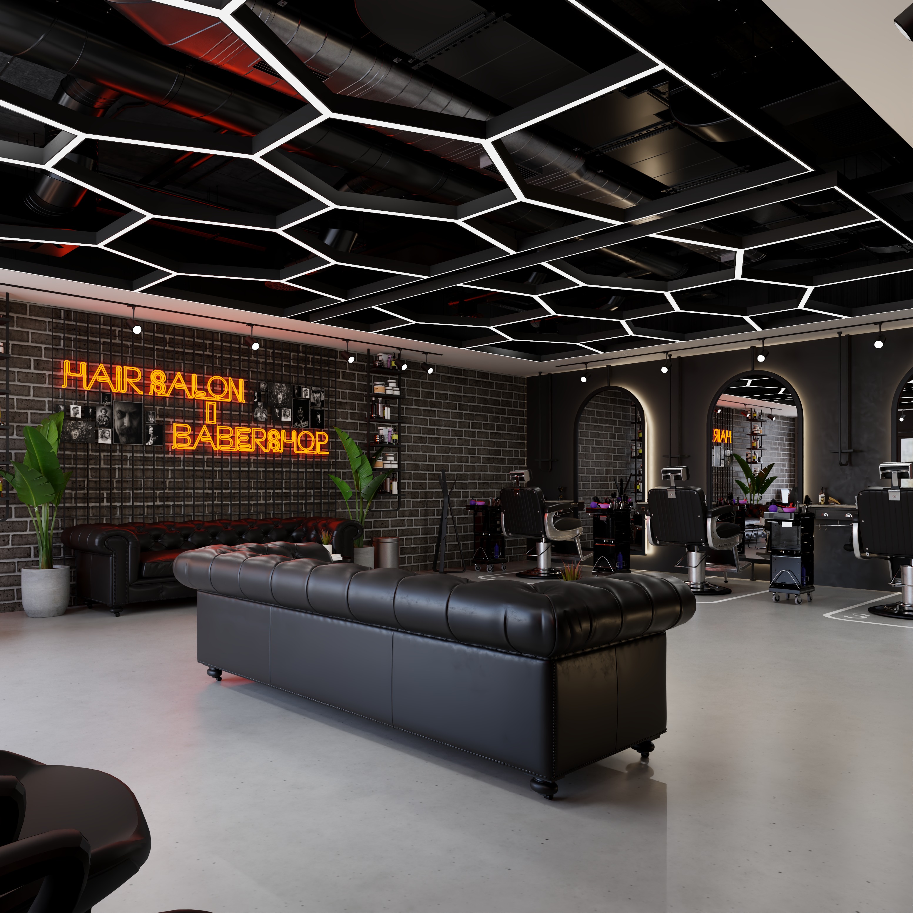 BarberShop hairdresser Interior  3D model_5