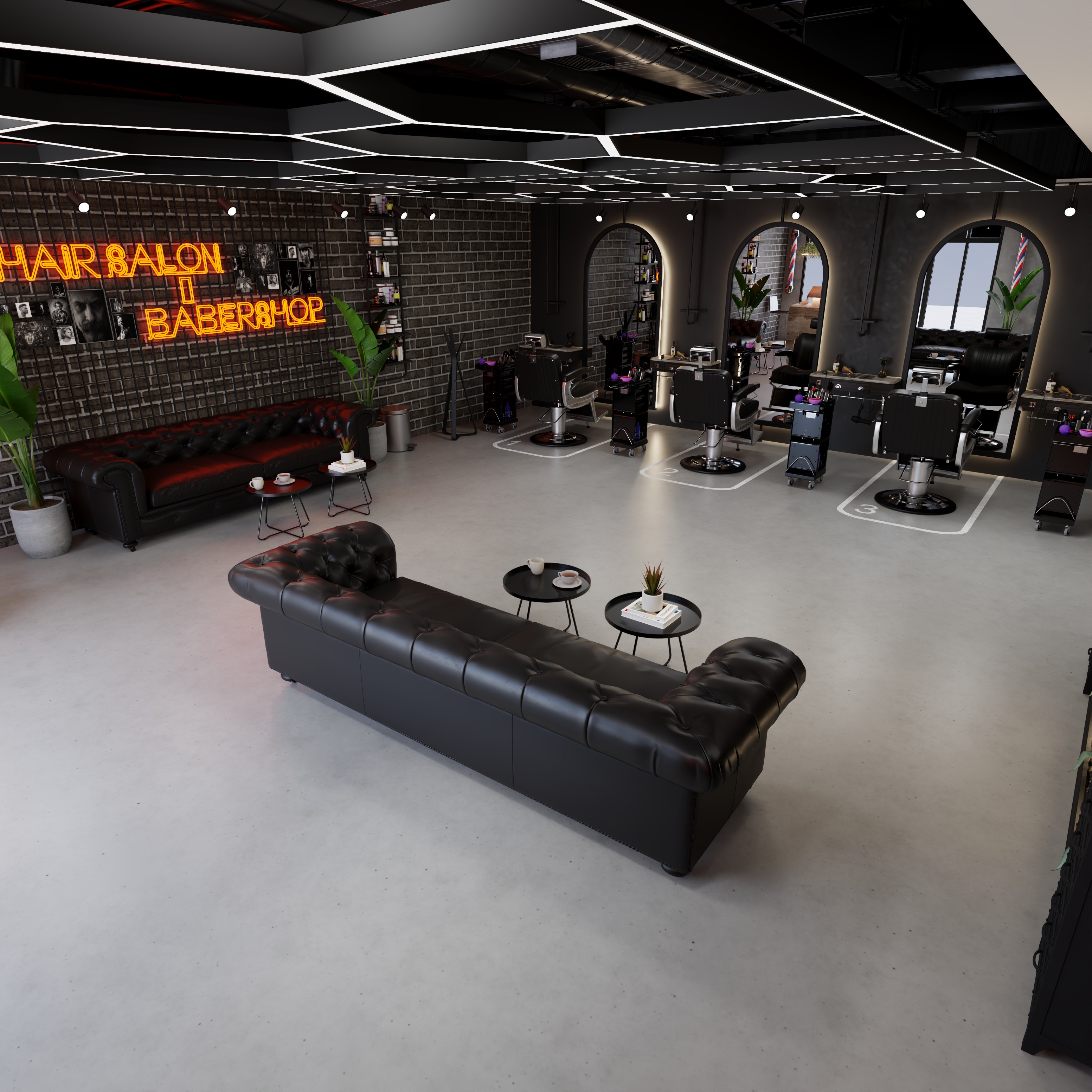 BarberShop hairdresser Interior  3D model_17