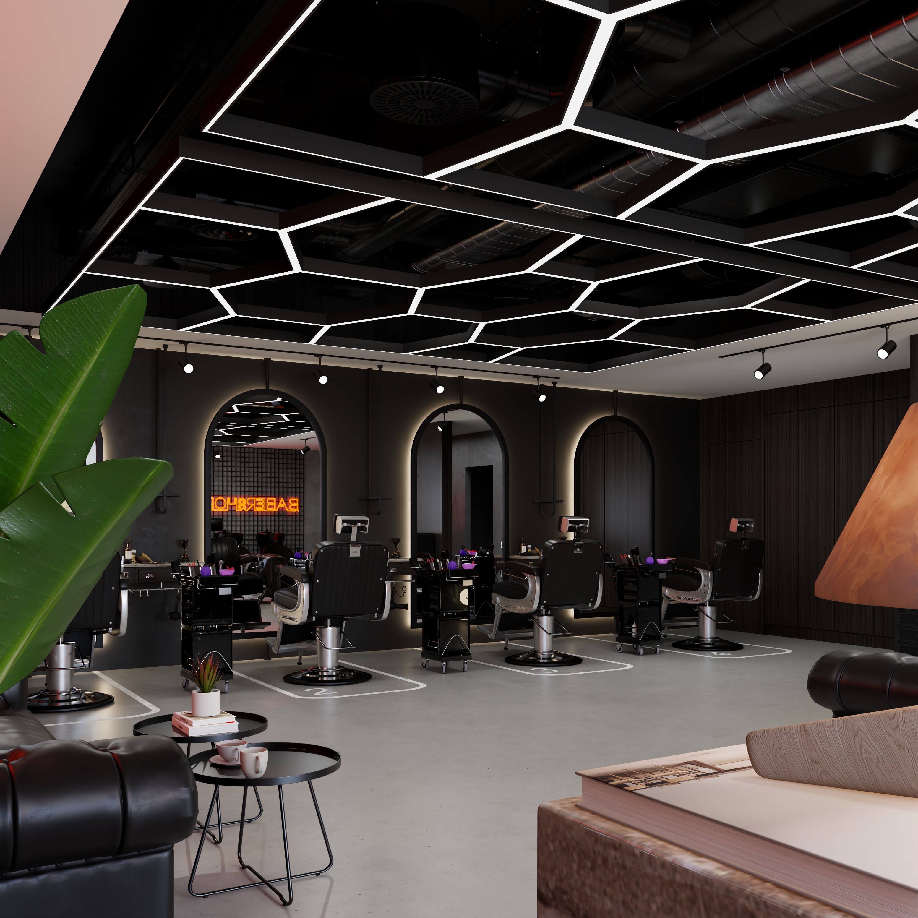 BarberShop hairdresser Interior  3D model_3