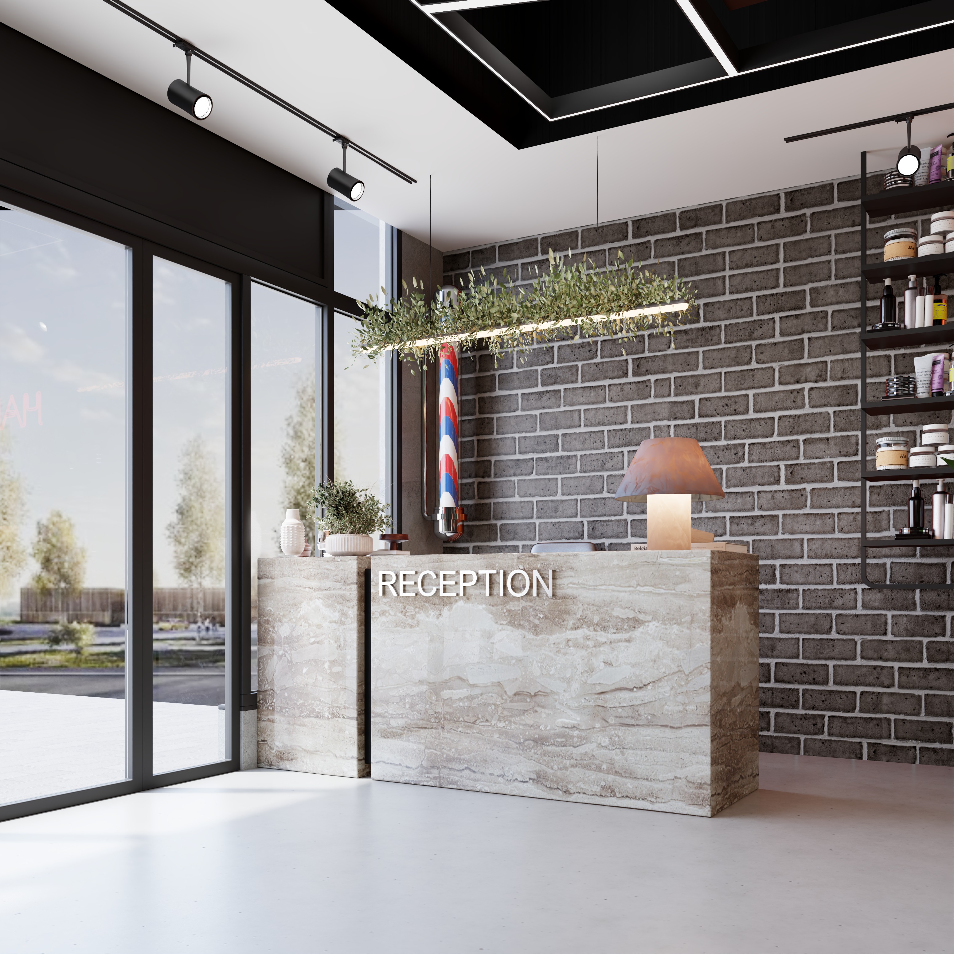 BarberShop hairdresser Interior  3D model_2