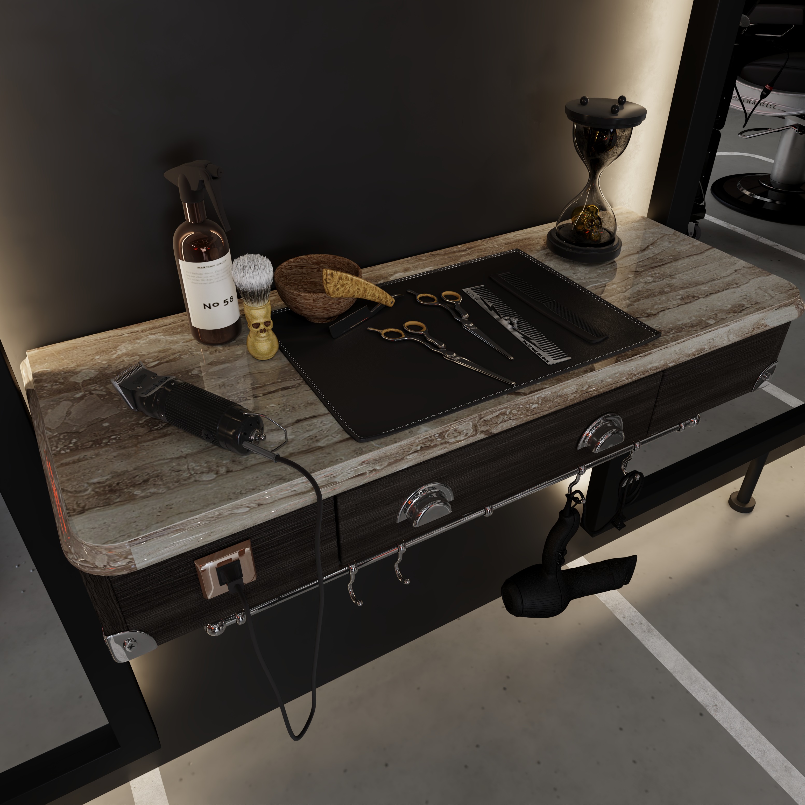 BarberShop hairdresser Interior  3D model_11