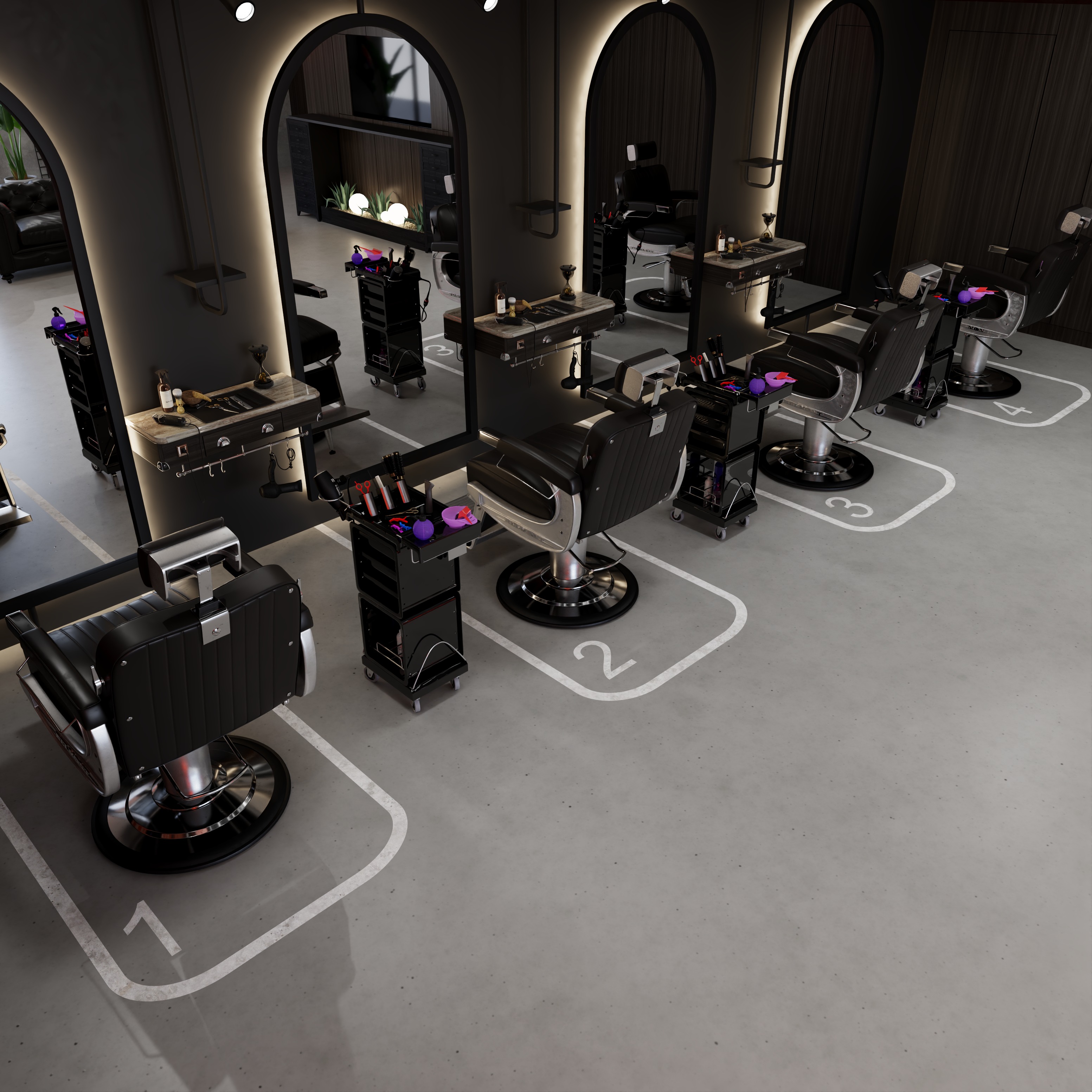 BarberShop hairdresser Interior  3D model_8