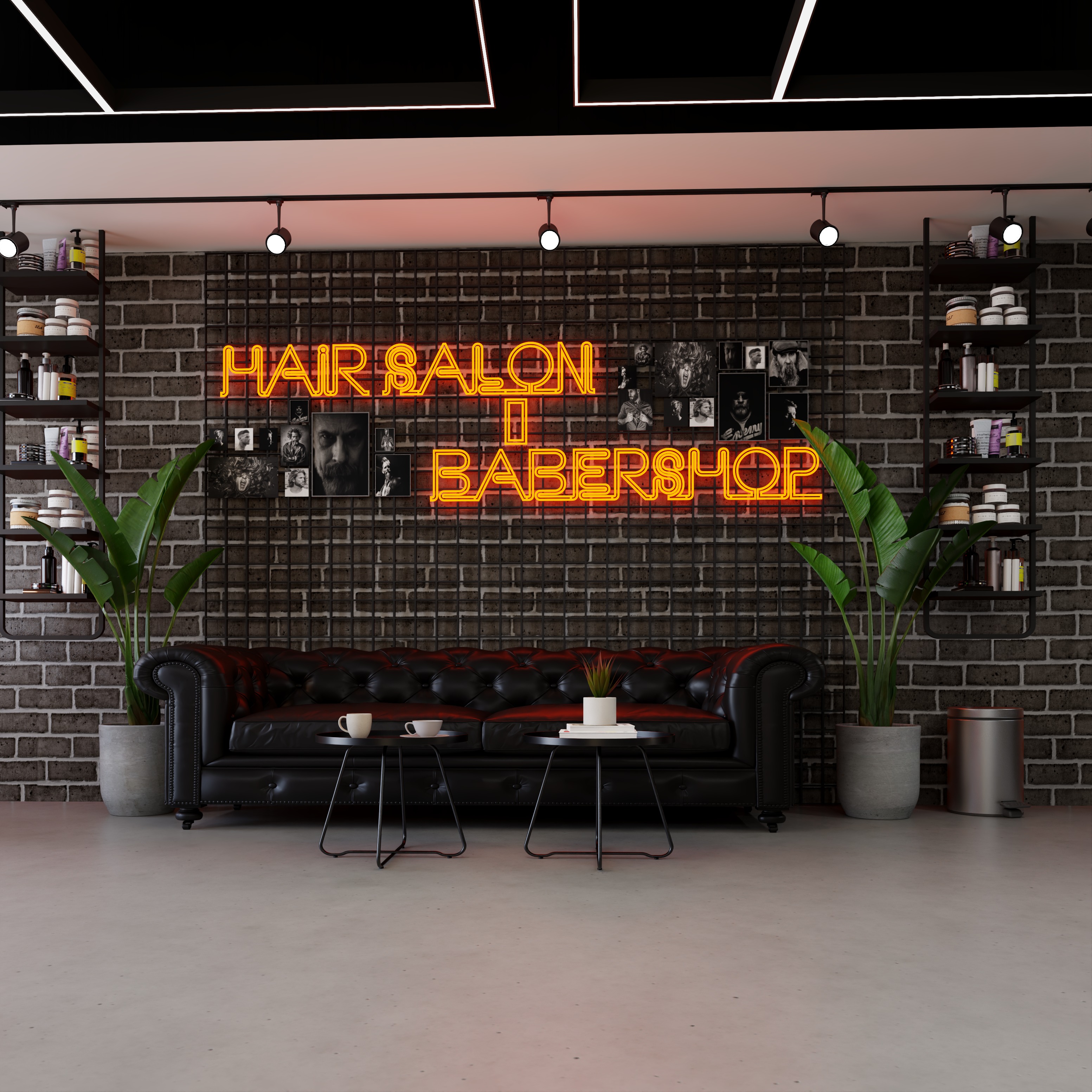BarberShop hairdresser Interior  3D model_1