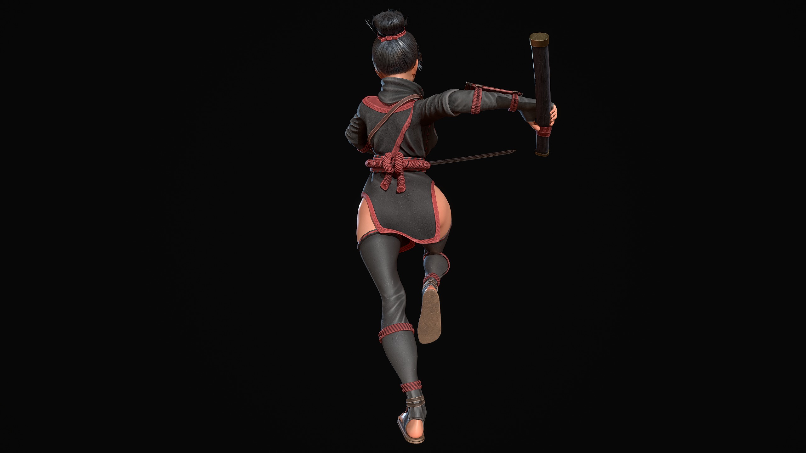 Kunoichi Low-poly 3D model_6