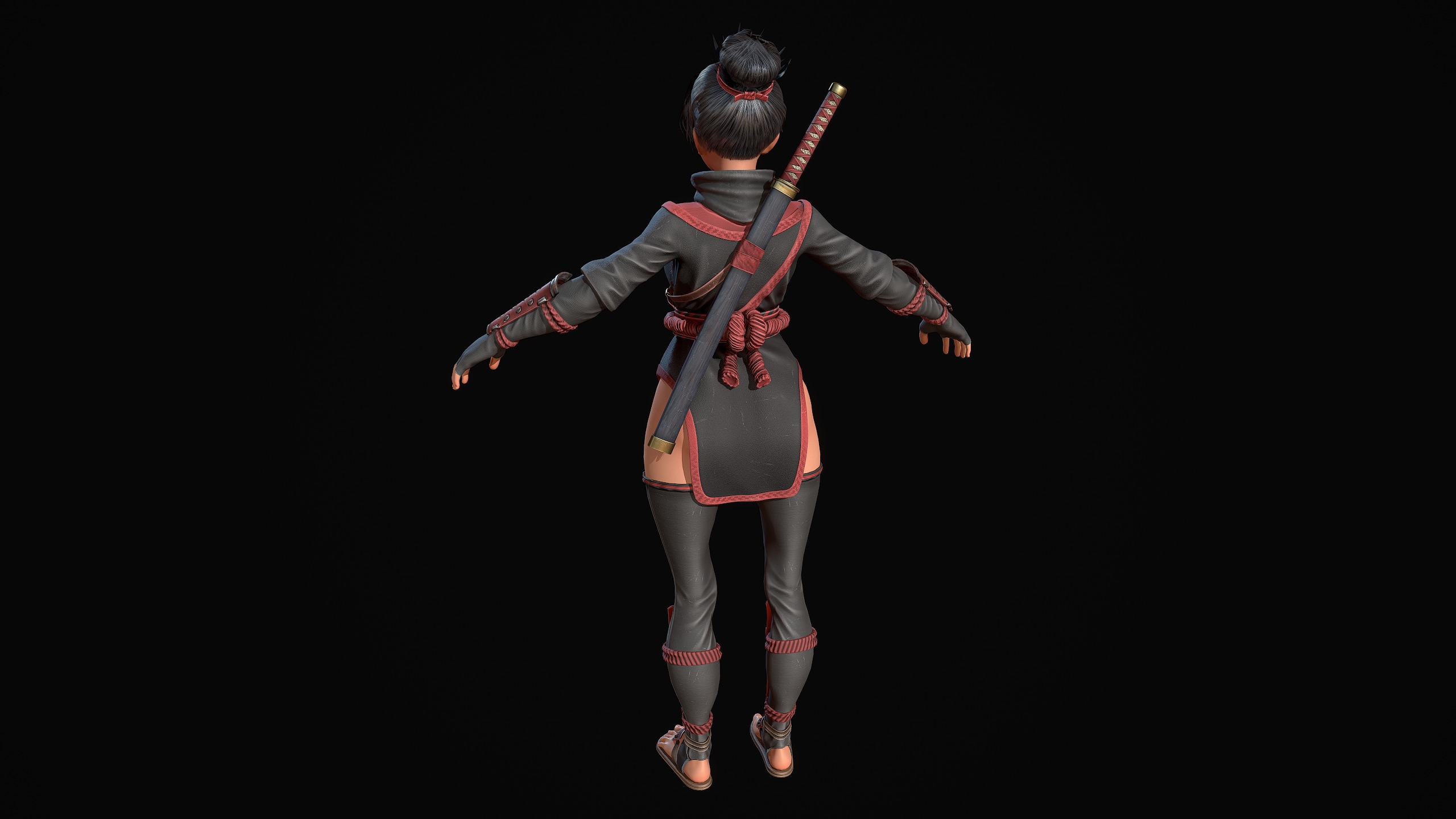 Kunoichi Low-poly 3D model_8