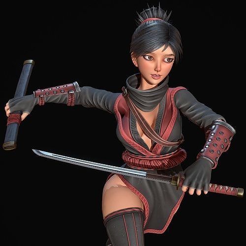 Kunoichi Low-poly 3D model