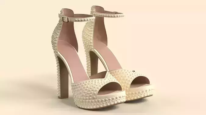 Unbranded Sandal 05 Women Platform Sandal Pearls 3D model