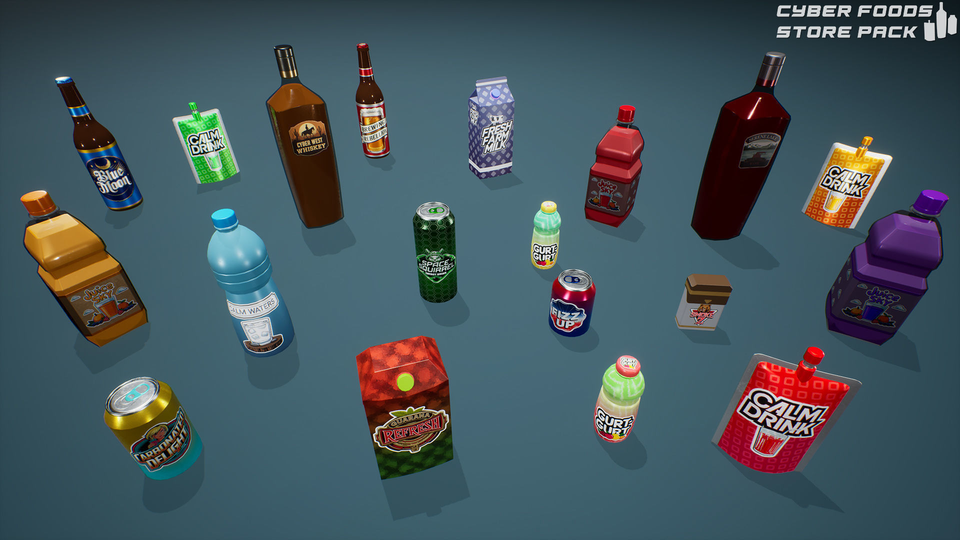 Cyber Foods Store Pack Low-poly 3D model_6