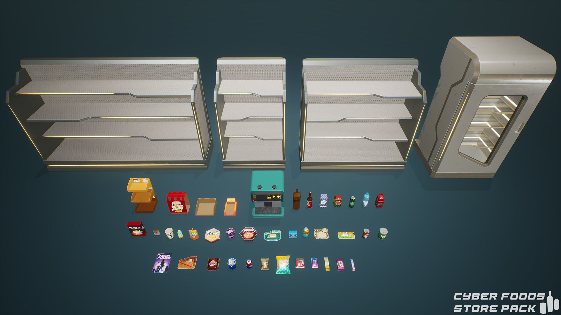 Cyber Foods Store Pack Low-poly 3D model_14