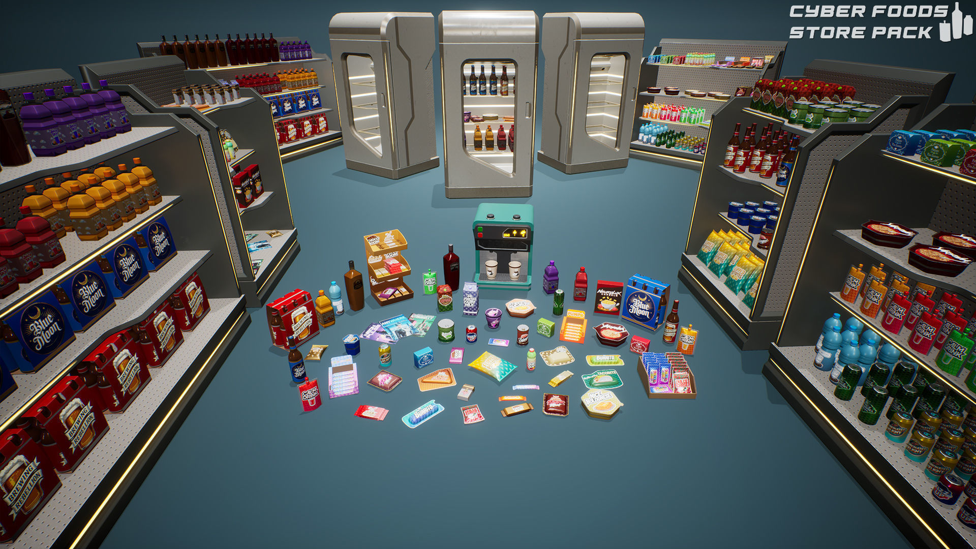 Cyber Foods Store Pack Low-poly 3D model_1