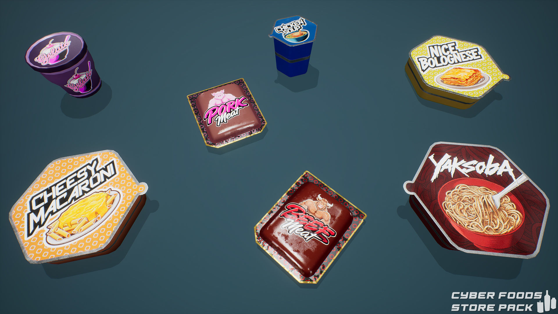 Cyber Foods Store Pack Low-poly 3D model_5