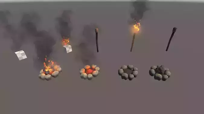 Hand painted camp fire pack for unity