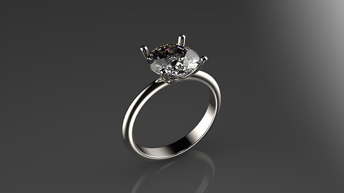 Classic ring whth a gem Free 3D print model