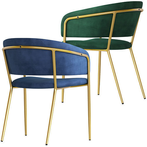 Linea Furniture Luxe Amon Velvet Dining Chair 3D model 2
