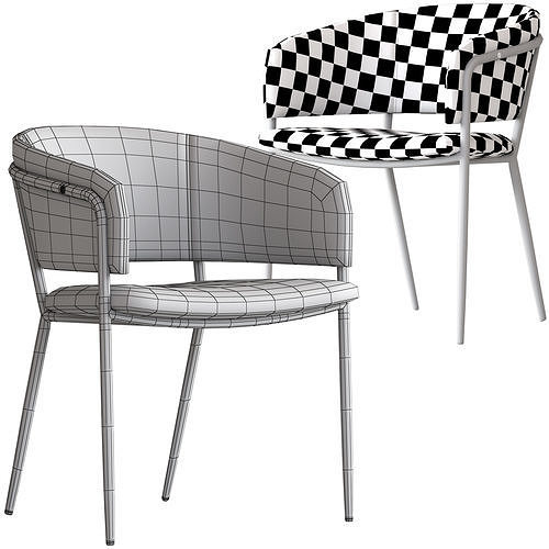 Linea Furniture Luxe Amon Velvet Dining Chair 3D model 6