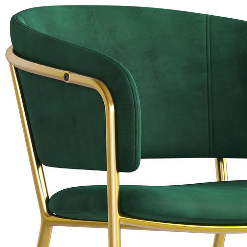 Linea Furniture Luxe Amon Velvet Dining Chair 3D model 4