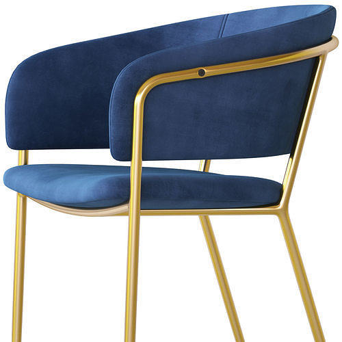 Linea Furniture Luxe Amon Velvet Dining Chair 3D model 5