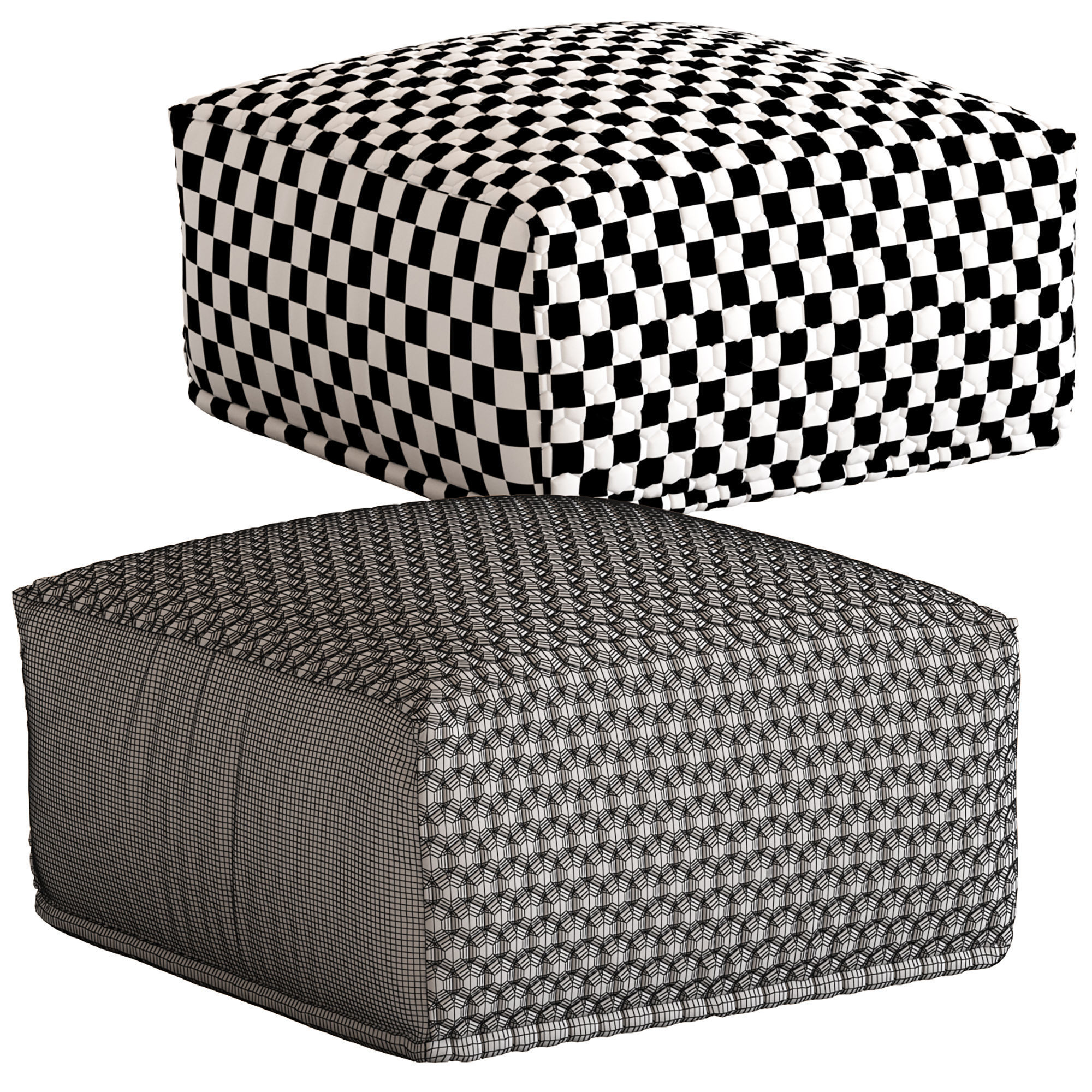 Linea Furniture Square Tahila Pouffe 3D model_5