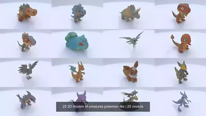 25 3D models of creatures pokemon like