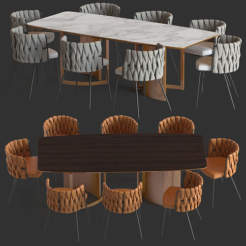 LoftDesigne Bar chairs and Table 3D model 2