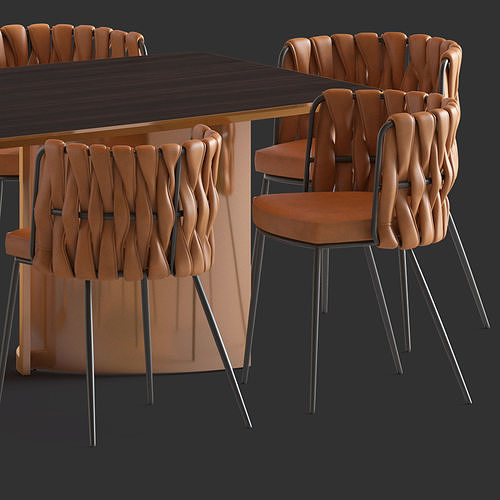 LoftDesigne Bar chairs and Table 3D model 6
