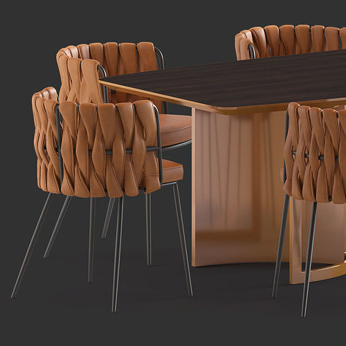 LoftDesigne Bar chairs and Table 3D model 5