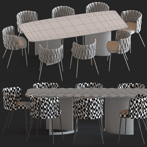 LoftDesigne Bar chairs and Table 3D model 7