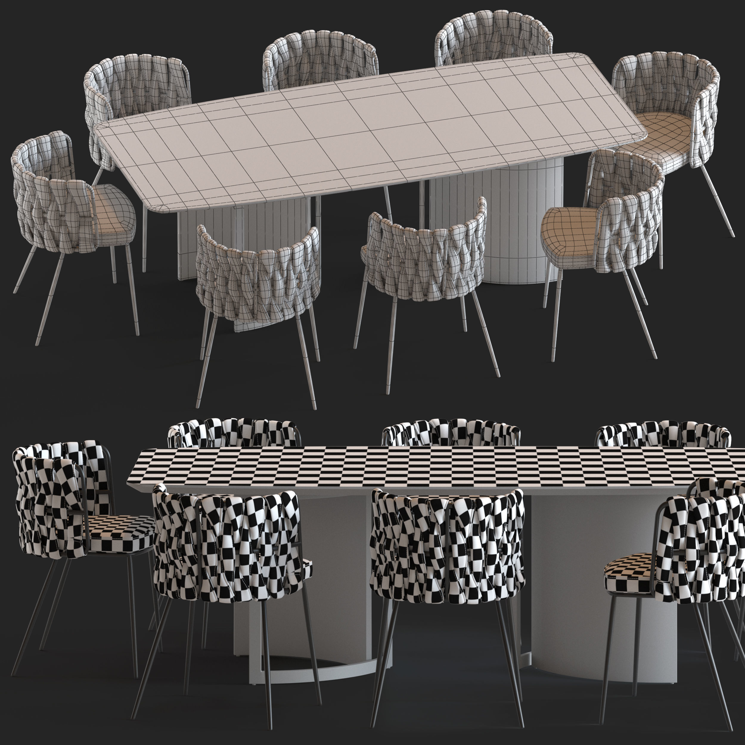 LoftDesigne Bar chairs and Table 3D model_6
