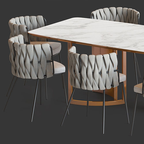 LoftDesigne Bar chairs and Table 3D model 3
