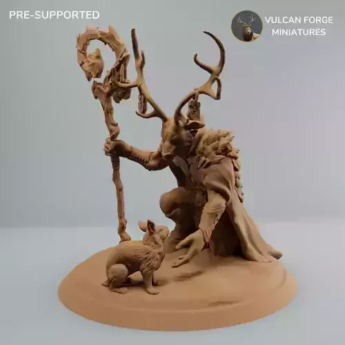 Deerfolk Cervan Deer Druid with Rabbit - Pre supported 3D print model